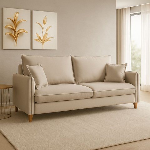 Sofá Living Córdoba Tecido Linho Cru 2,00m