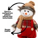 Ver imagem 7 de Kit Boneco de Neve e Papai Noel Retrátil Pelúcia Xadrez Premium Estica e Encolhe 35 a 45cm - Magizi