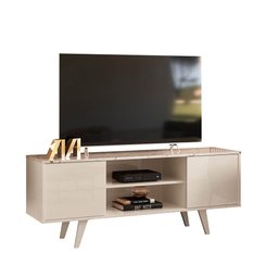 Rack Lis Pequeno e Compacto para Tv até 55":calacata e Off White - 1