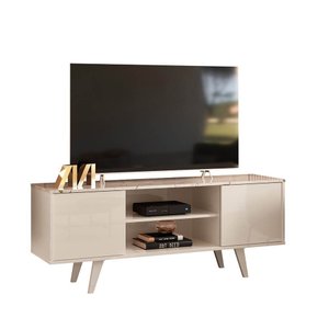 Rack Lis Pequeno e Compacto para Tv até 55":calacata e Off White
