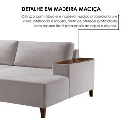 Sofá 4 Lugares com Chaise Linho 270cm Grécia - 8
