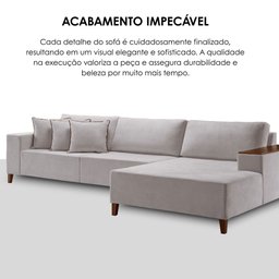 Sofá 4 Lugares com Chaise Linho 270cm Grécia Cinza - 9 Sofá 4 Lugares com Chaise Linho 270cm Grécia Cinza - 9