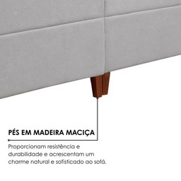 Sofá 4 Lugares com Chaise Linho 270cm Grécia Cinza - 10 Sofá 4 Lugares com Chaise Linho 270cm Grécia Cinza - 10