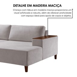 Sofá 4 Lugares com Chaise Linho 270cm Grécia Cinza - 8 Sofá 4 Lugares com Chaise Linho 270cm Grécia Cinza - 8
