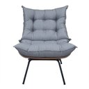 Ver imagem 2 de Poltrona Costela Decoração para Sala de Estar Linho Linho Cinza