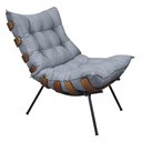 Ver imagem 1 de Poltrona Costela Decoração para Sala de Estar Linho Linho Cinza