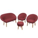 Ver imagem 1 de Kit Recepção 2 Poltronas 1 Namoradeira com Puff Resistente para Sala de Espera Decor Tecido Veludo