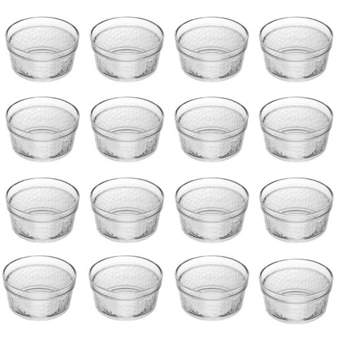 12 Ramequins de Vidro Lyor 90ml Porta Molho Petiscos Temperos em Relevo