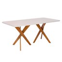 Ver imagem 1 de Mesa Jantar Retangular 1,80 com Vidro Cacau Madeira/off White