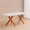 Ver imagem 3 de Mesa Jantar Retangular 1,80 com Vidro Cacau Madeira/off White