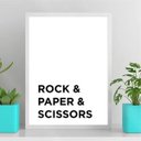 Ver imagem 1 de Quadro Decorativo Rock Paper e Scissors 24x18cm:moldura Branca