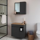 Ver imagem 1 de Conjunto Banheiro Gabinete Espelheira 2 Portas 1 Gaveta Suspenso 60cm Multimóveis Crart-CON011.Grat