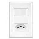Ver imagem 1 de 2 Interruptores Simples +1 Tomada 2p+t 10a 250 Volts - 2921 - Fame 2 Interruptores Simples +1 Tomada