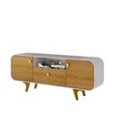 Ver imagem 3 de Rack Noronha 156 Cm para Tv Retrô Design Orgânico com Gaveta:off White/naturalle