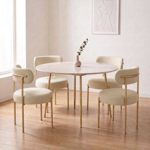 Cadeira Sala de Jantar Margara Kit 4 Aço Dourado Napoli D03 - D'Rossi