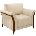 Ver imagem 4 de Kit Sofá 3 Lugares Sala Estar 222 com Poltrona Stefan Pés Madeira M03 Linho Bege - Lyam Decor