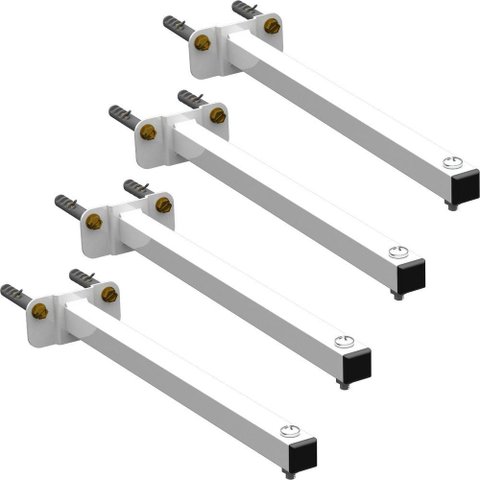 04 Suportes Refletor Base Reta Braço 80 Cm 4 Cjts - Branco