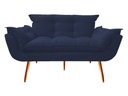 Ver imagem 1 de Namoradeira Decorativa Opala Suede Azul Marinho 2 Lugares Pés Madeira Mz Decor