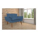 Ver imagem 3 de Namoradeira Decorativa Opala Suede Azul Marinho 2 Lugares Pés Madeira Mz Decor