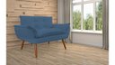 Ver imagem 3 de Namoradeira Decorativa Opala Suede Azul Marinho 2 Lugares Pés Madeira Mz Decor