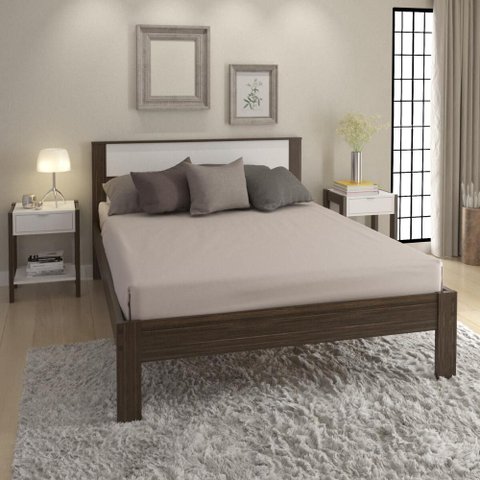 Cama de Casal para Colchão 138 X 188 Cm Multimóveis Cr35009 Nogal/branca