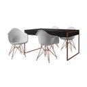 Ver imagem 6 de Mesa Jantar Industrial Preta 137X90Cm Com 4 Poltronas Brancas Base Cobre Cor: Preto