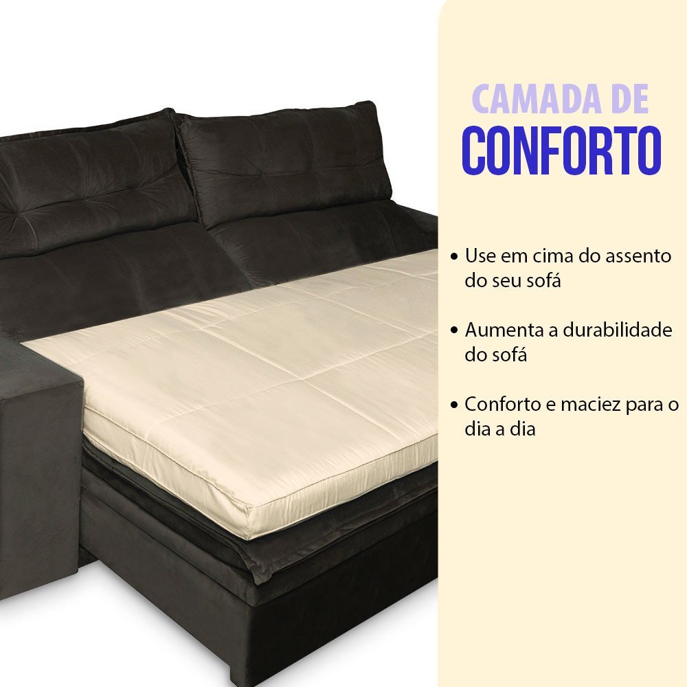 Pillow Top para Sofá Retrátil e Reclinável Fibras Macias Almofada 90x180cm Bf Colchões - 6