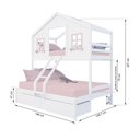 Ver imagem 3 de Beliche Casal/ Solteiro Casinha Dos Sonhos com 02 Gavetas Madeira Maciça Branco/ Rosa Housin