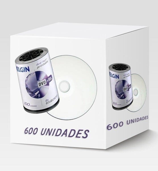Dvd+R Dl Elgin 8.5Gb Dual Layer Printable Lacrado (Caixa com 600 Unidades) - 1
