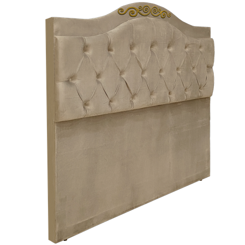 Cabeceira de Solteiro 88 Provençal Capitonê Detalier Suede Bege 120 Rbl