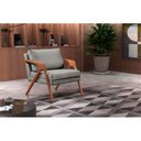 Ver imagem 2 de Kit 2 Poltronas Decorativa Mona Luxo Linho Cinza e Base Madeira Maciça