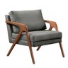 Kit 2 Poltronas Decorativa Mona Luxo Linho Cinza e Base Madeira Maciça - 3