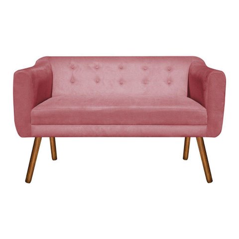 Sofá Retrô Namoradeira Julia 2 Lugares Suede Rose - Drossi