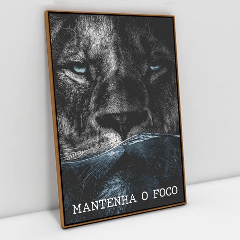 Quadro Motivacional em Telas Canvas Mantenha o Foco TaColado Moldura Flutuante 4,5cm Freijó 90 x 60c