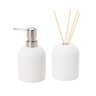 Kit Lavabo - Porta Sabonete Líquido 15 cm e Difusor C/Vareta 20 cm de Cimento Branco - 1