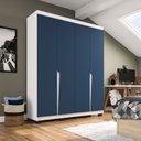 Ver imagem 2 de Roupeiro Casal 4 Portas 4 Gavetas Porto Branco e Azul Politorno