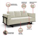 Ver imagem 3 de Sofá Cama 2 Lugares Living 200cm Base Industrial Sala Cherie Linho K01 - D’Rossi