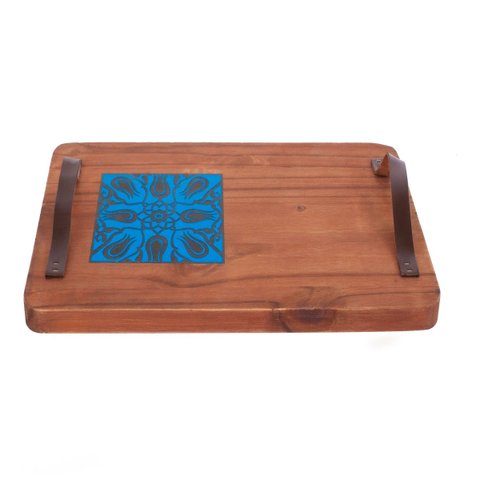 Tabua para Servir Café da Manhã Cama Modelo Moderno Pequena Cor:azulejo Azul