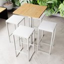 Ver imagem 1 de Conjunto Mesa Alta Bar Bistrô Quadrada Pinus 4 Bancos Estofado Industrial Black Don Castro Decor Ind