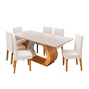 Ver imagem 2 de Conjunto Sala de Jantar 6 Lugares Retangular Tampo em MDF Mimos Yescasa Bege/Mel/Blonde