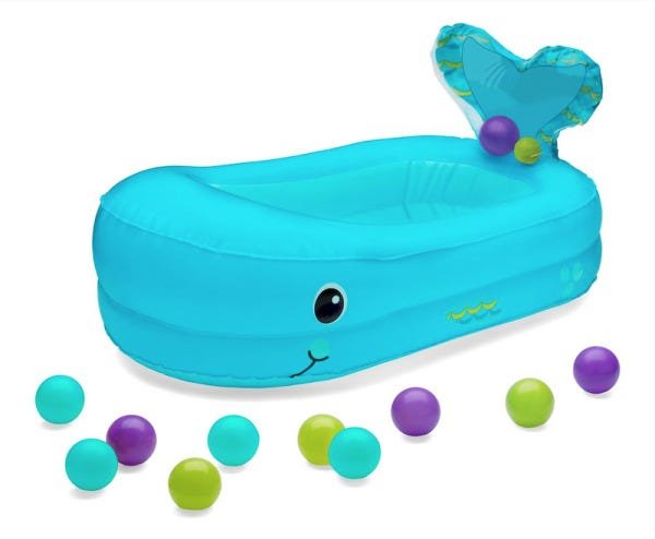 Banheira Inflável Infantino Baleia Azul com Bolinhas