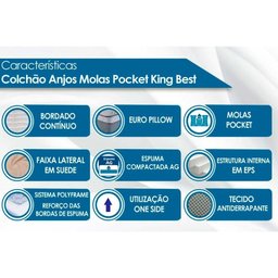 Conjunto Box Baú King: Colchão Espuma Anjos Molas Ensacadas Masterpocket King Best Clean + Base - 4