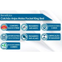 Conjunto Box Baú King: Colchão Espuma Anjos Molas Ensacadas Masterpocket King Best Clean + Base - 5