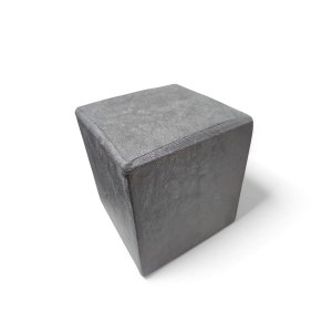 Mini Puff Banqueta Quadrado Cubo Decorativo Courino e Suede Cinza Suede
