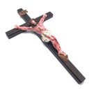 Ver imagem 1 de Crucifixo De Parede Madeira Cristo Chagado Resina 40 Cm