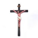 Ver imagem 2 de Crucifixo De Parede Madeira Cristo Chagado Resina 40 Cm