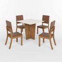 Ver imagem 2 de Conjunto Mesa Vértice 90cm com Vidro 04 Cadeiras Milla Plus Marrom/Nature/Off White/Caramelo/Cacao