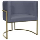 Ver imagem 1 de Poltrona Decorativa Recepção Luna Suede Base Ferro Champagne