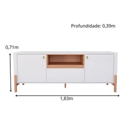 Rack Bancada para Tv Sala de Estar Gliss Lukaliam:off White New/jequitiba - 8