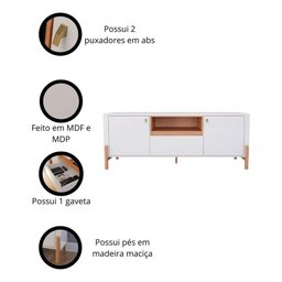 Rack Bancada para Tv Sala de Estar Gliss Lukaliam:off White New/jequitiba - 5